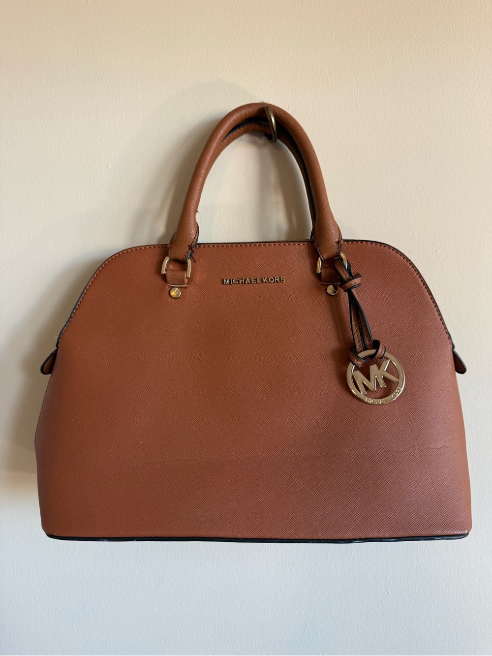 Michael Kors Cognac Saffiano Dome Satchel